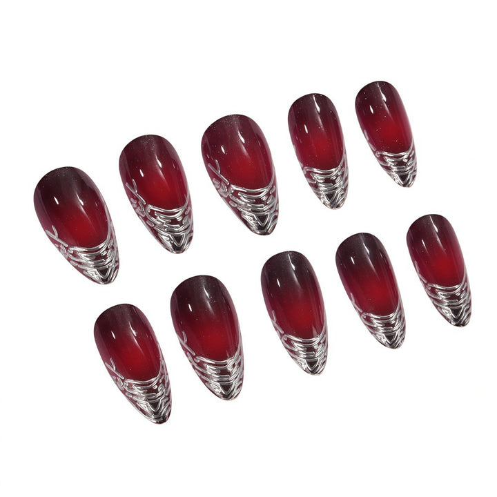 Artificial Nails Set with Elegant Ombre and Rose Designs Bowlift