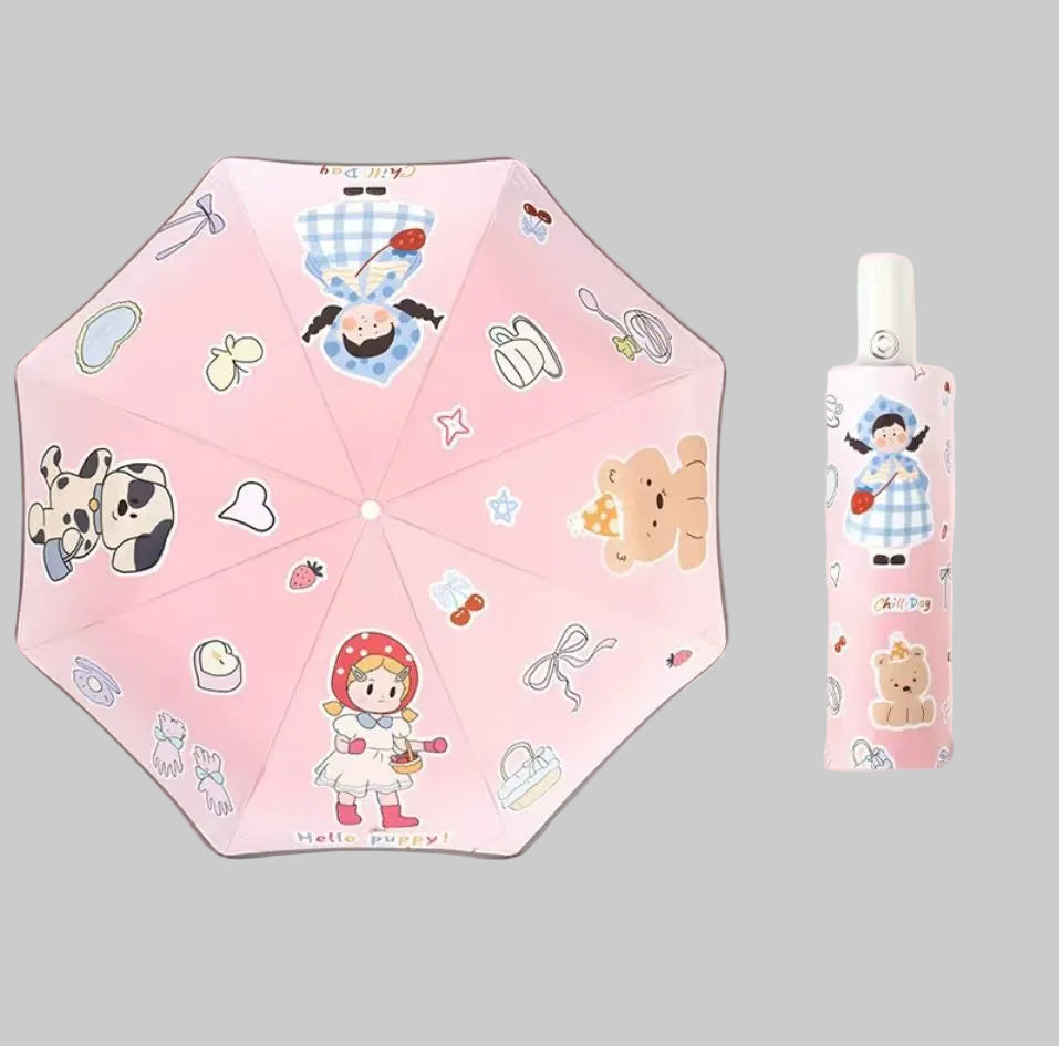 Women's Folding Umbrella with Space Design Bowlift