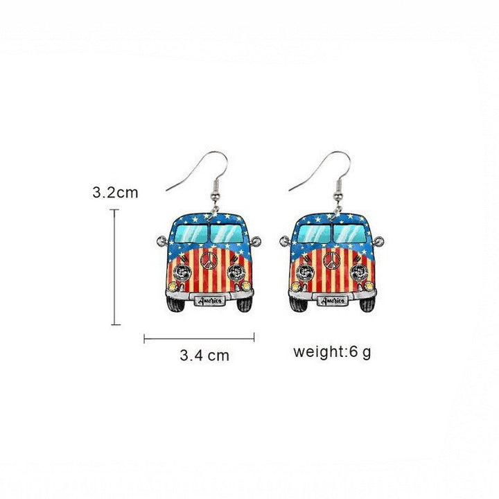 Women's eye-catching statement earrings can shape with flag motif Bowlift