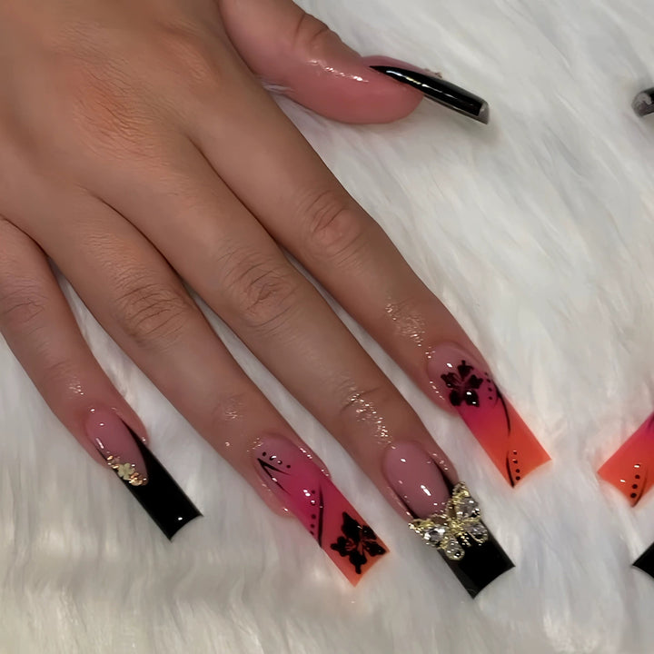 Decorative Long Press-On Nail Extensions Bowlift