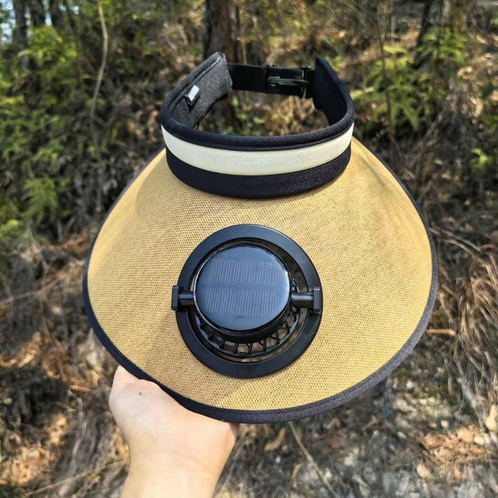 Sun protection visor with solar powered fan Bowlift