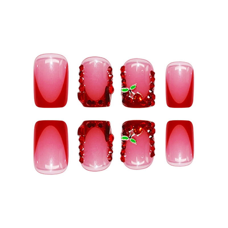 Artistic Press-On Nail Set with Floral Embellishments Bowlift