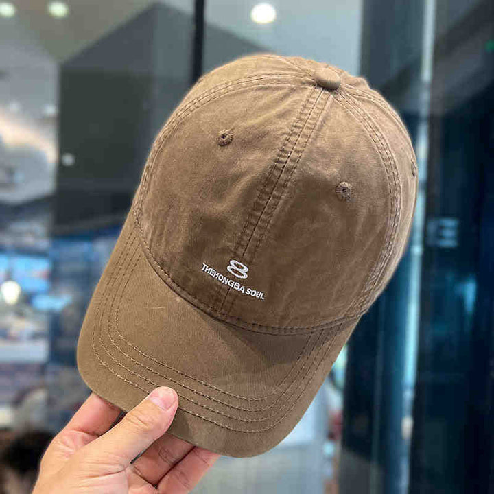 Men's Distressed Cotton Baseball Cap Bowlift