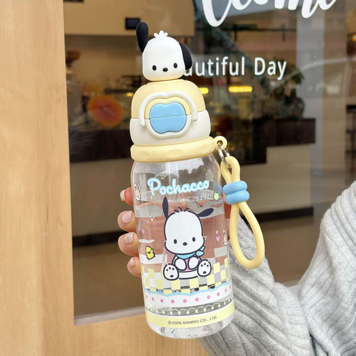 Ladies water bottle with interactive lid and cute Pochacco design Bowlift