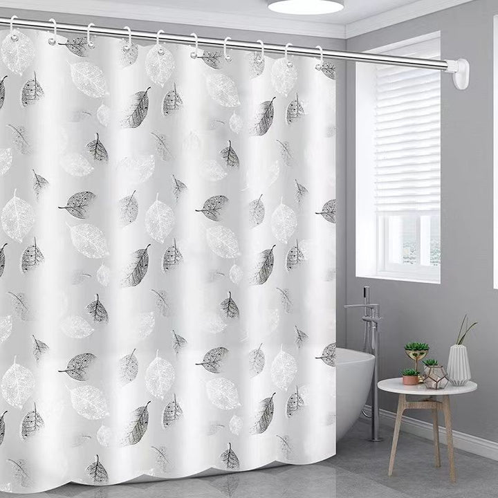 Elegant Leaf Print Bathroom Shower Curtain Bowlift
