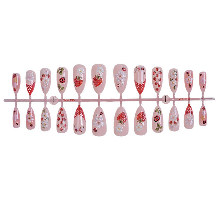 Whimsical Strawberry-Themed Press-On Nails Bowlift