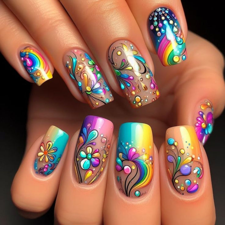 Art nails with colorful and creative motif designs Bowlift