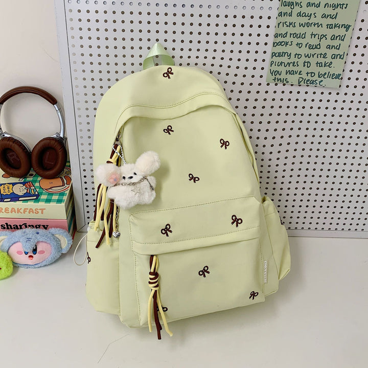 Backpack with Charming Bow Design and Practical Compartments Bowlift