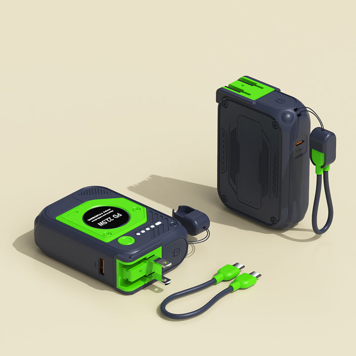 Portable power bank with multifunctional integrated charging cable Bowlift