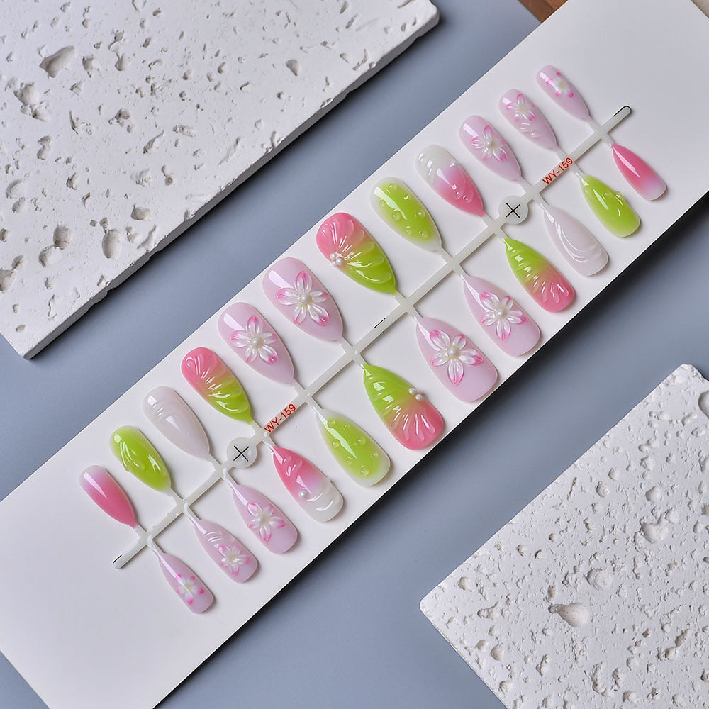 Decorative Floral Artisan Press-On Nails Bowlift