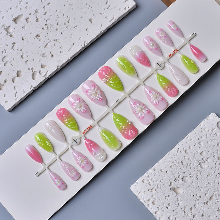 Decorative Floral Artisan Press-On Nails Bowlift
