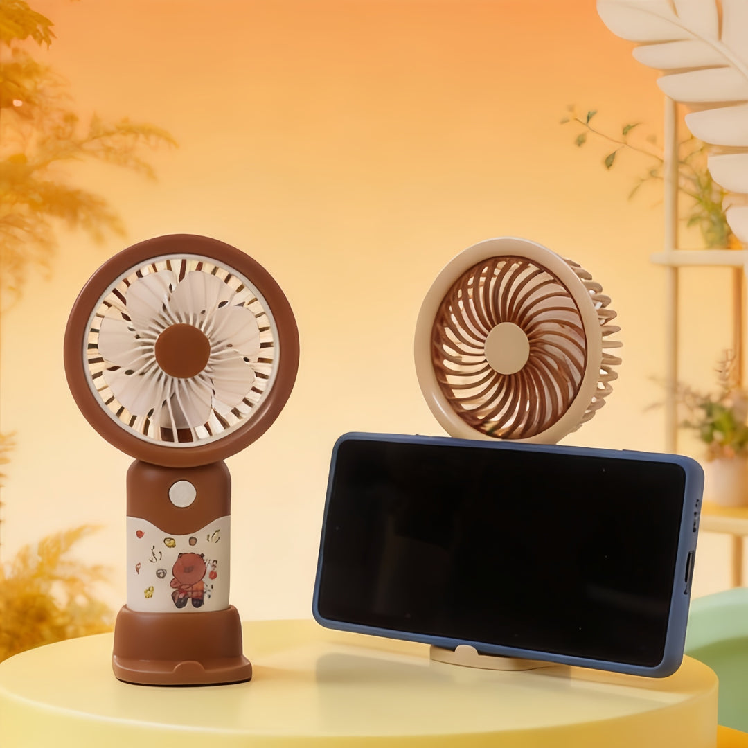 Ladies Portable Hand Fan with Cute Character Design Bowlift