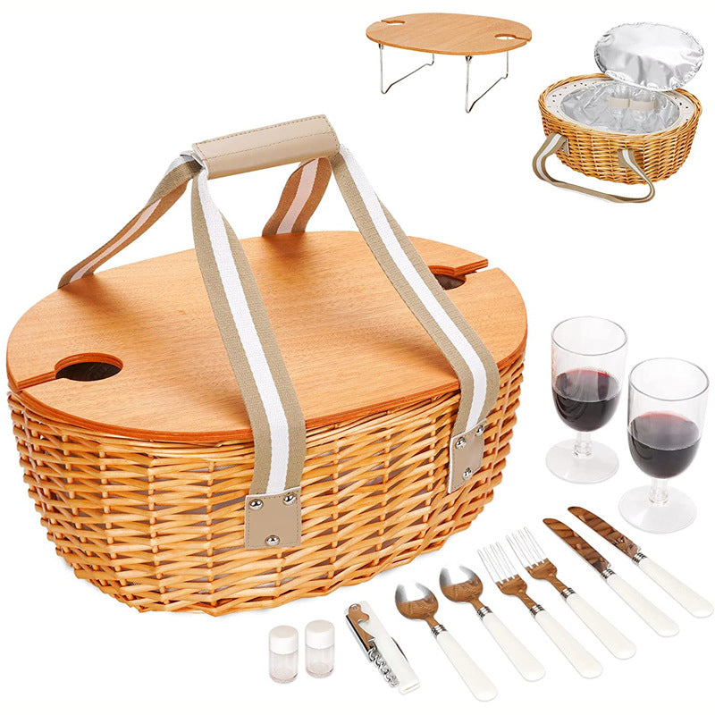 Ladies picnic basket with integrated cooling system and extensive dish set Bowlift
