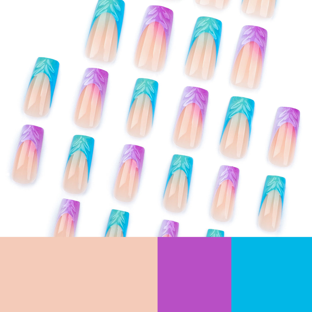 Artificial nail extensions with unique Amazon River design Bowlift
