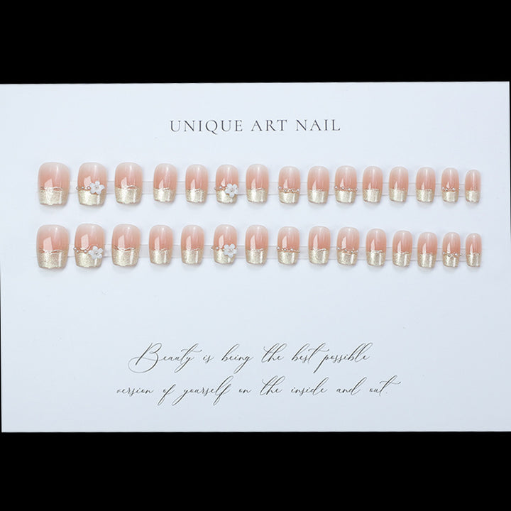 Decorative Press-On Nail Extensions with Floral Accents Bowlift