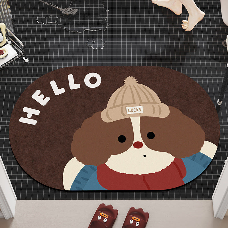 Cartoon Dog-Themed Bath Mat Bowlift