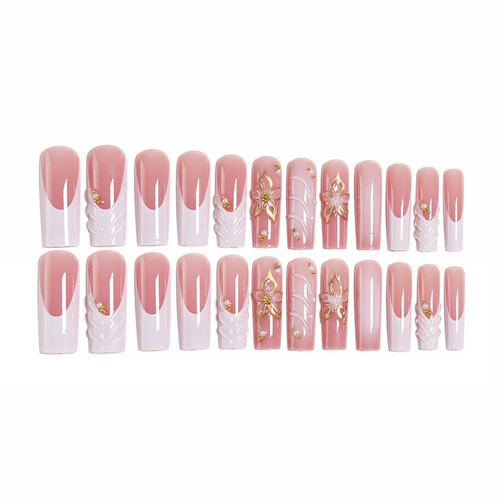 Artificial nails with elegant flower embellishments Bowlift