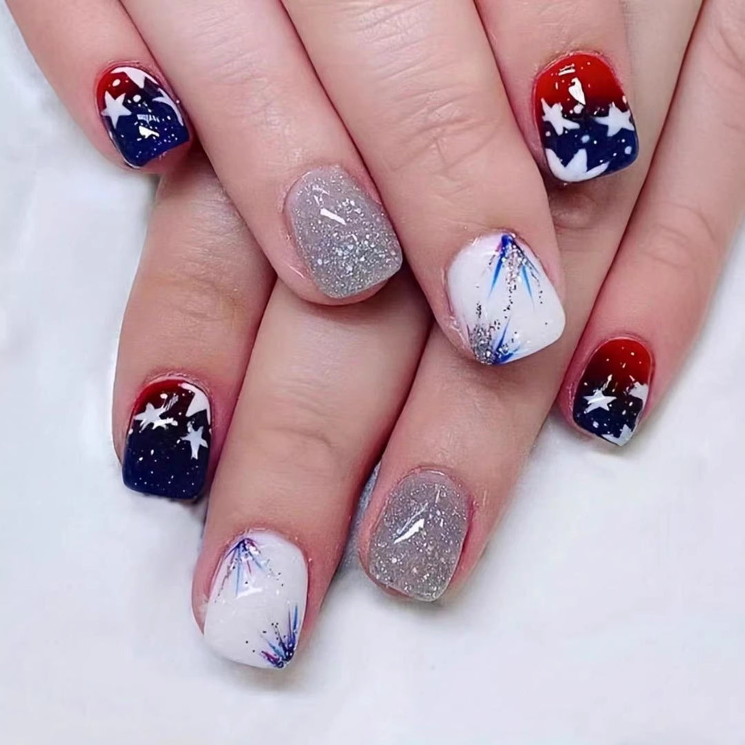Patriotic Gel Nail Art Extensions Bowlift