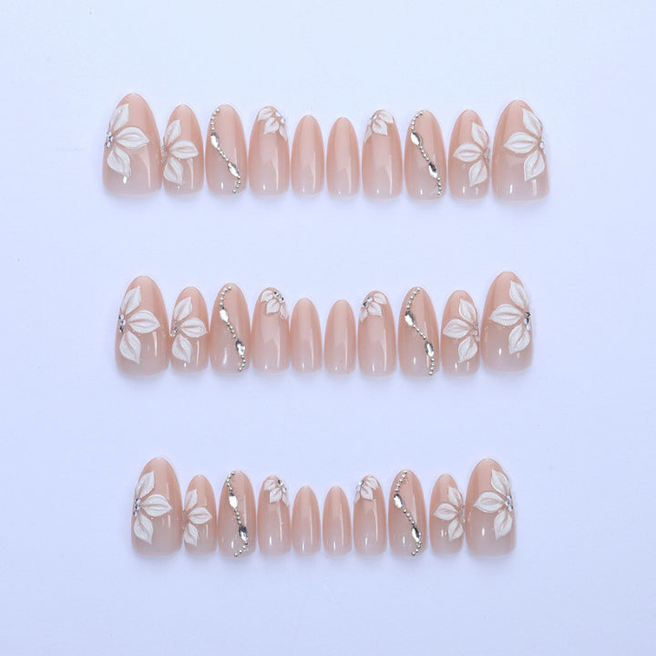 Elegant artificial nails with floral decorations Bowlift