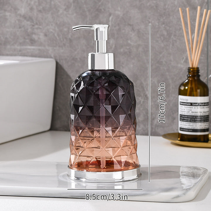 Ribbed Glass Soap Dispenser with Gold Pump Refillable Lotion Bottle Bowlift