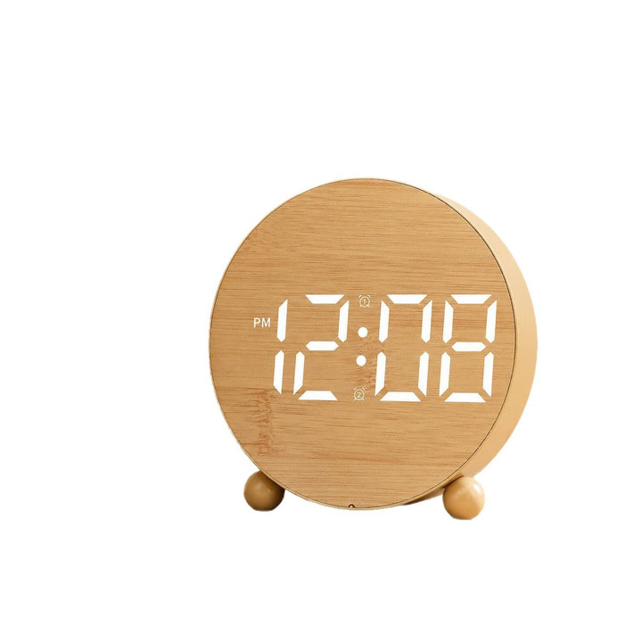 Digital Alarm Clock in Modern Wooden Design Bowlift
