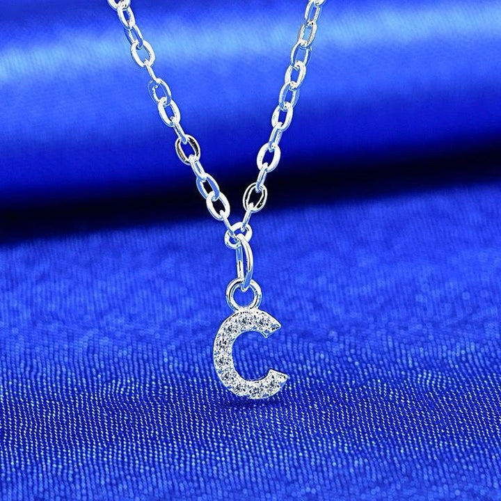 Dainty Pavé Cubic Zirconia Initial A Pendant Necklace Silver-Tone Chain Bowlift