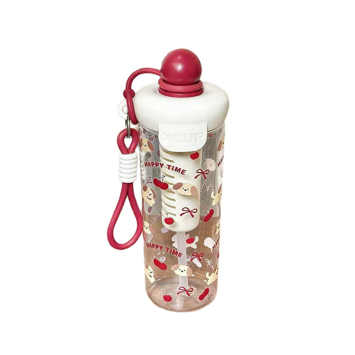Women's water bottle with cheerful design and practical carrying handle Bowlift