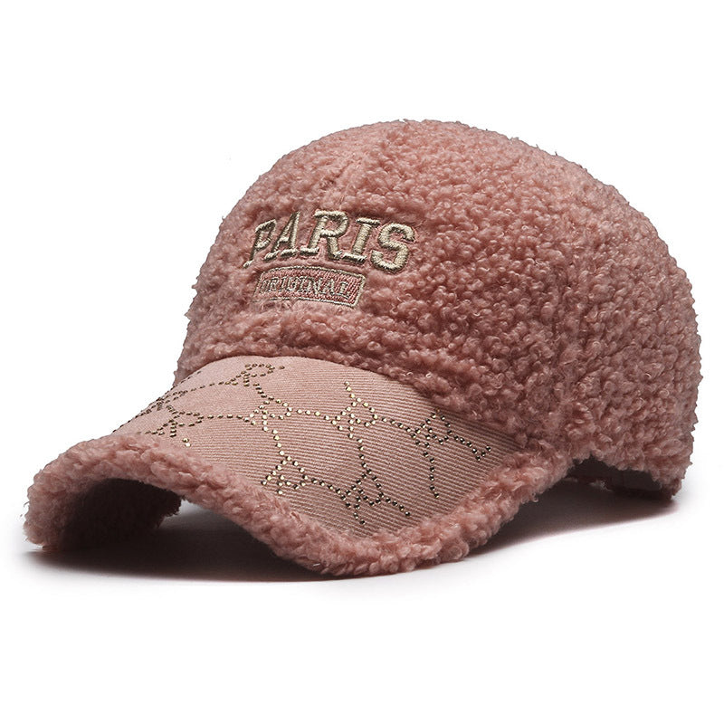 Women's Plush Faux Fur Baseball Cap Bowlift
