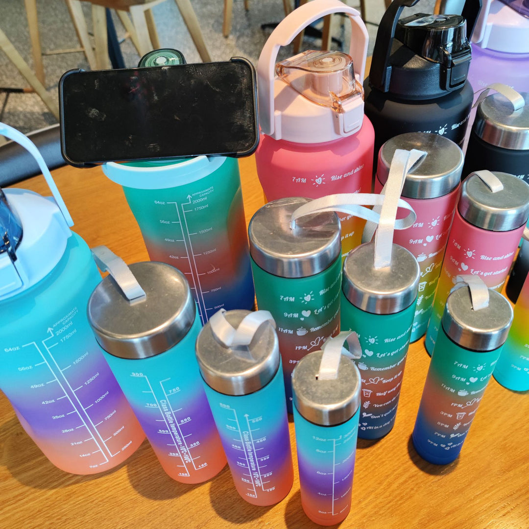 Ladies' Motivation Water Bottle with Time Scale and Ergonomic Design Bowlift