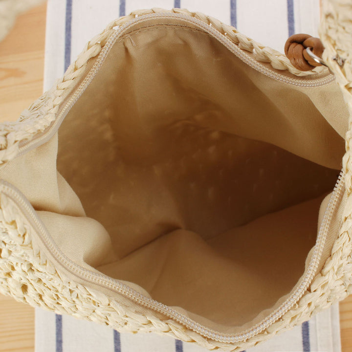 Hand-knotted shoulder bag made of natural material Bowlift