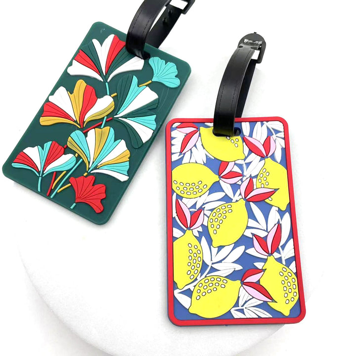 silicone tropical leaf luggage tag with embossed layered design Bowlift