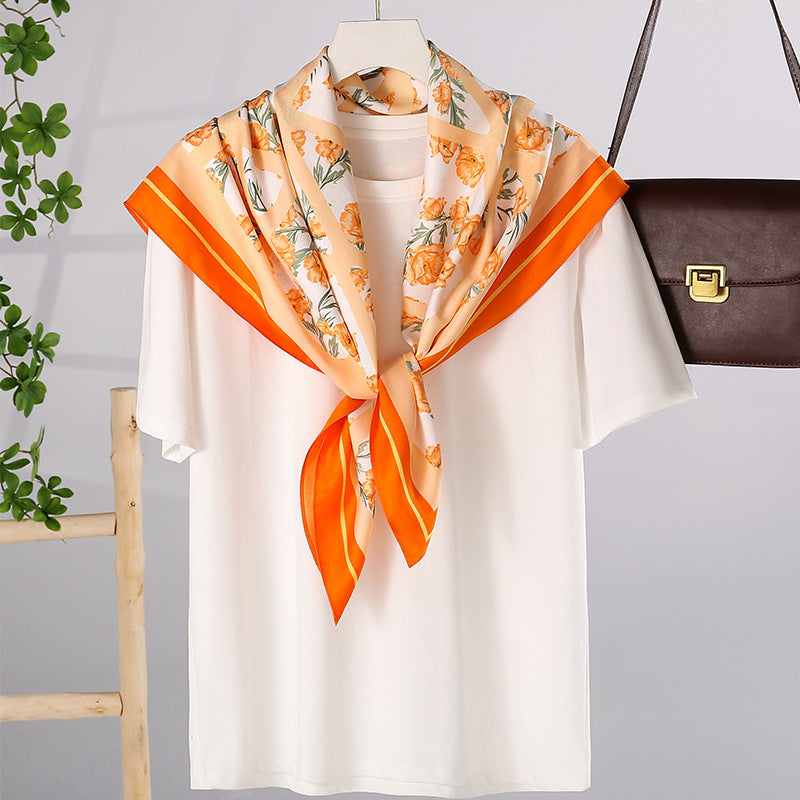 Women's silk scarf in elegant botanical design Bowlift