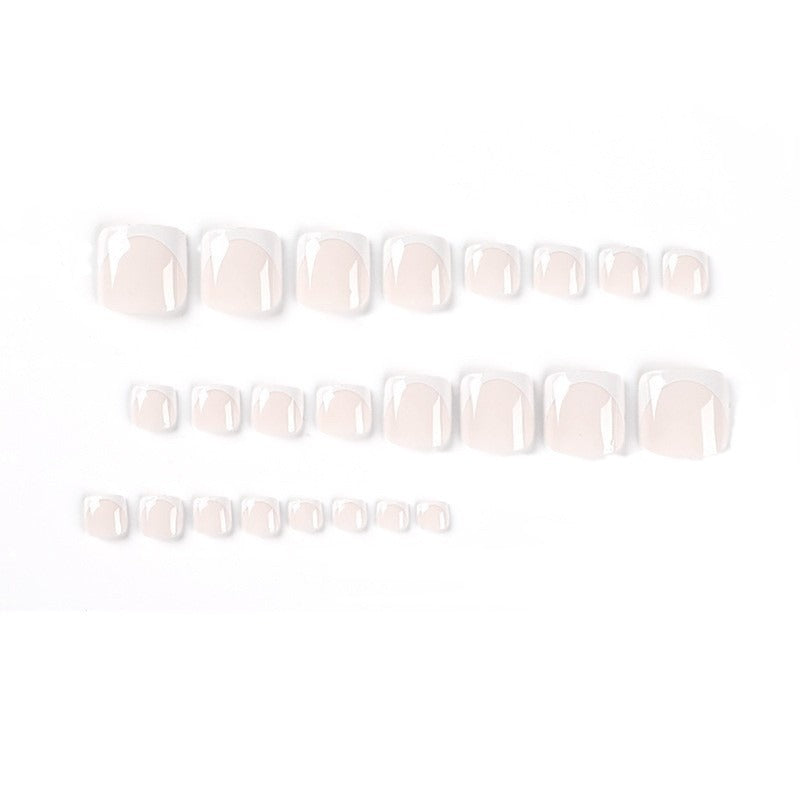 Premium French Tip Press-On Toe Nails Bowlift