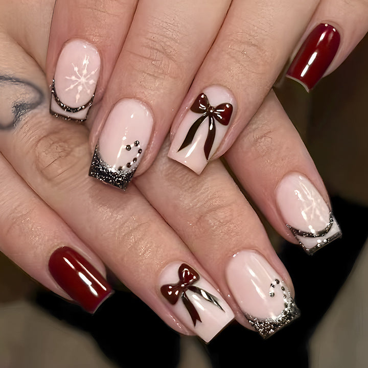 Festive Glamorous Press-On Nail Art Set Bowlift