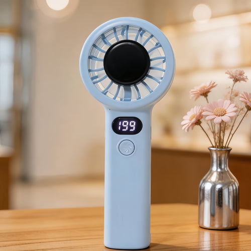 Ladies Portable Hand Fan with LCD Display and USB Charging Function Bowlift