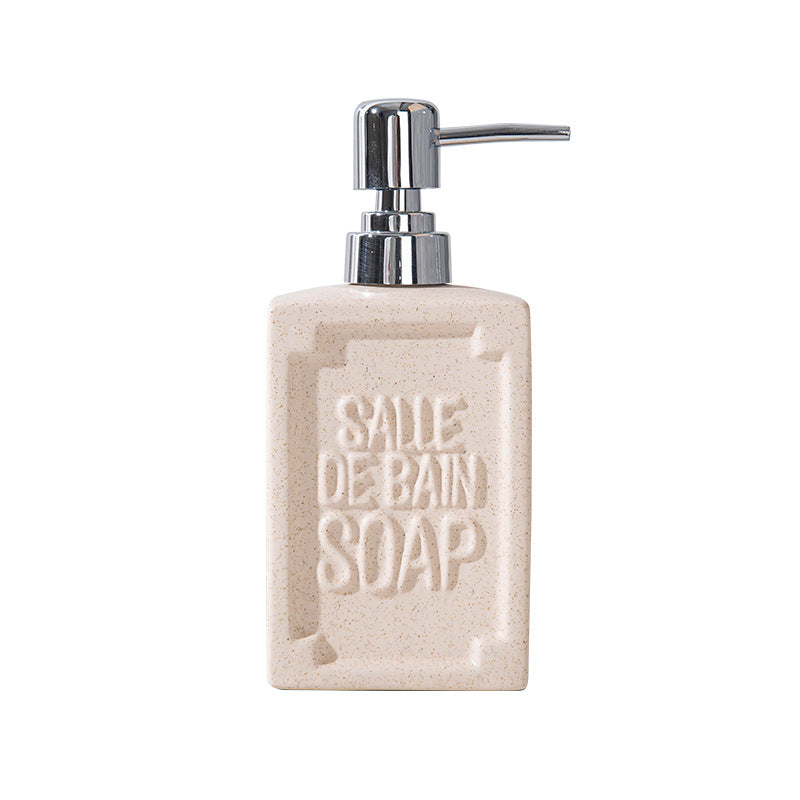 Embossed Ceramic Bathroom Soap Dispenser with Chrome Pump Bowlift