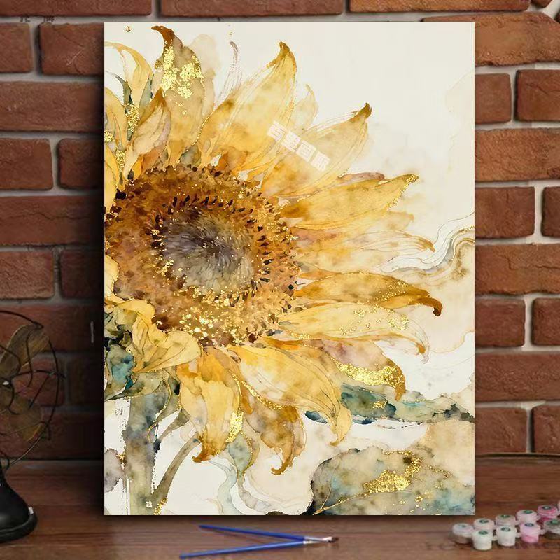 Elegant Sunflower Watercolor Canvas Art Bowlift