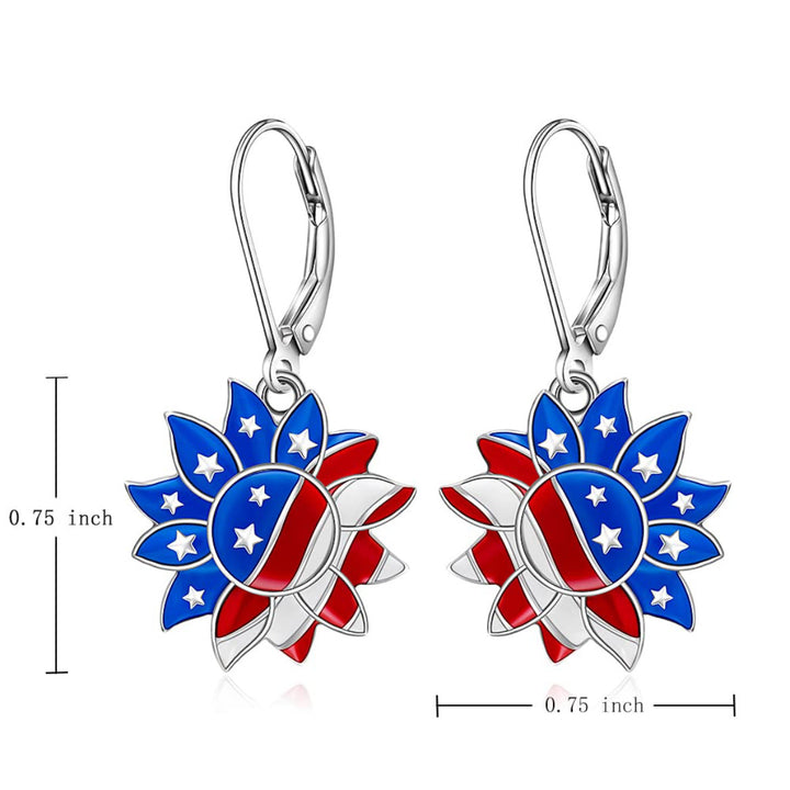 Women's enamelled sunflower earrings with star motif and safety lever clasp Bowlift