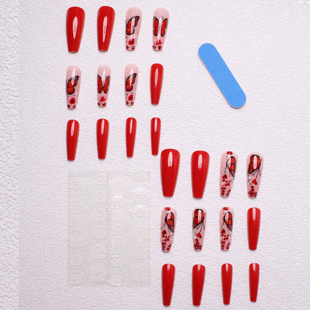 Artistic Butterfly-Embellished Press-On Nails Bowlift