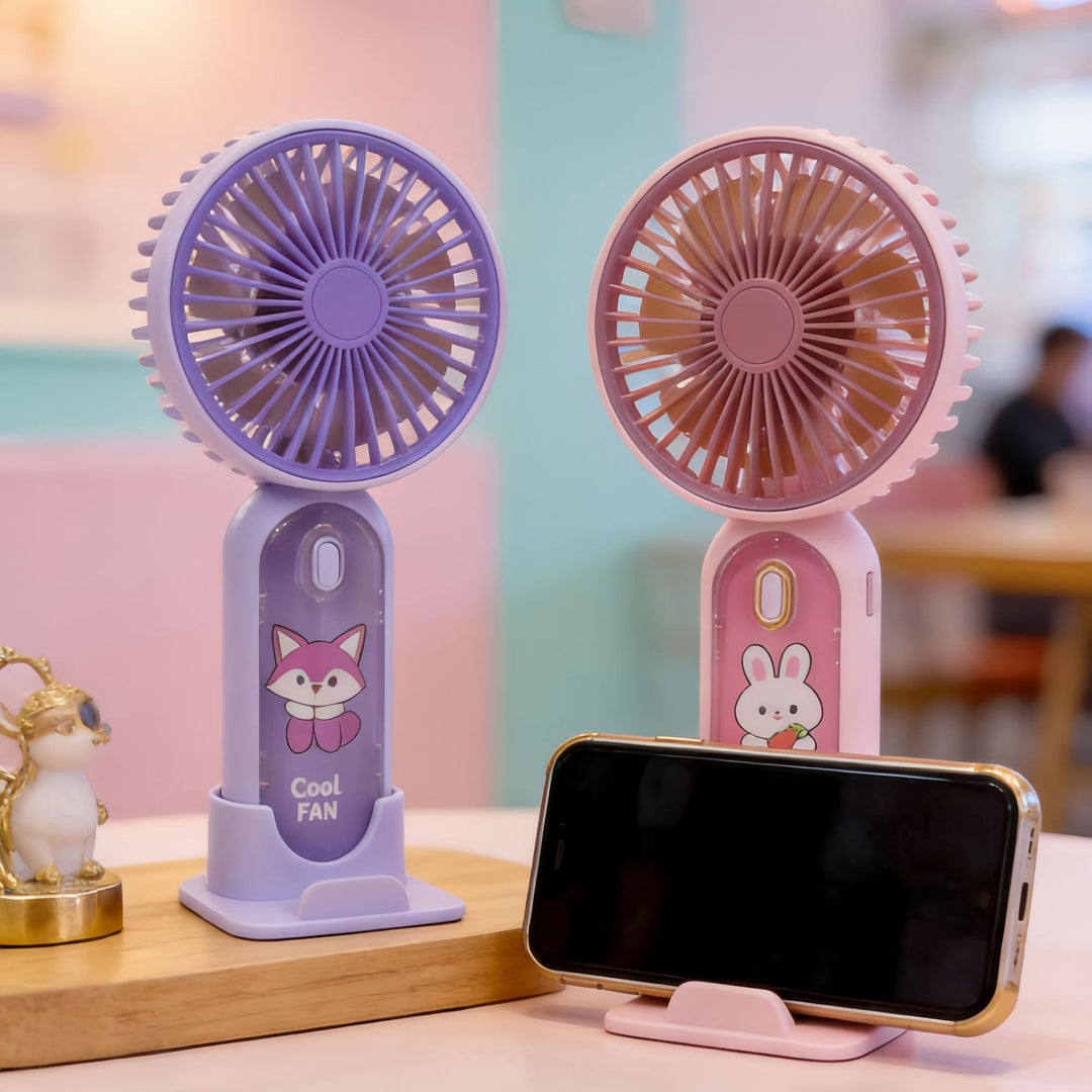 Women Portable Hand Fan with Kid-Friendly Lion Design Bowlift