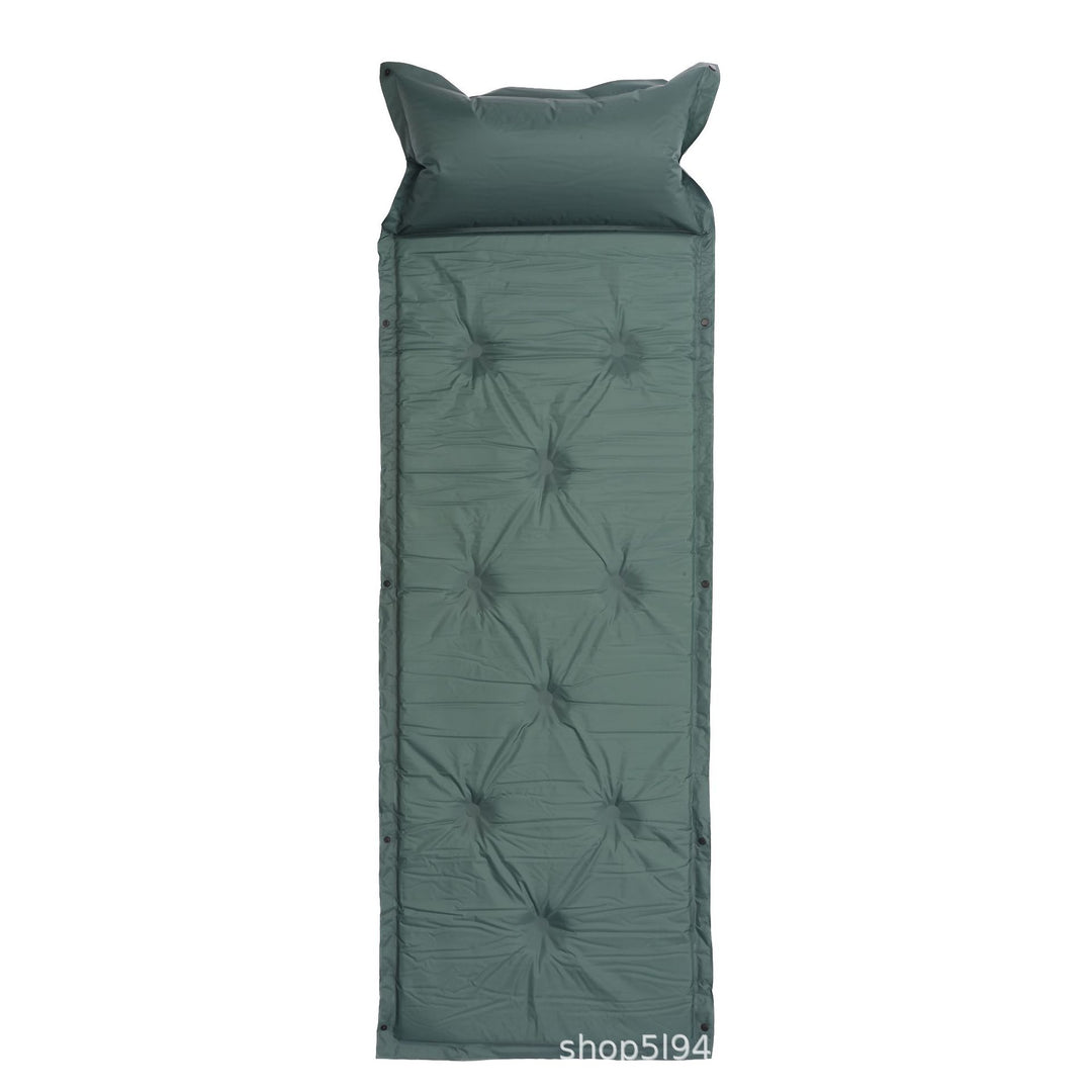 tufted insulated roll-out camping sleep mat with integrated pillow and modular snap connectors Bowlift