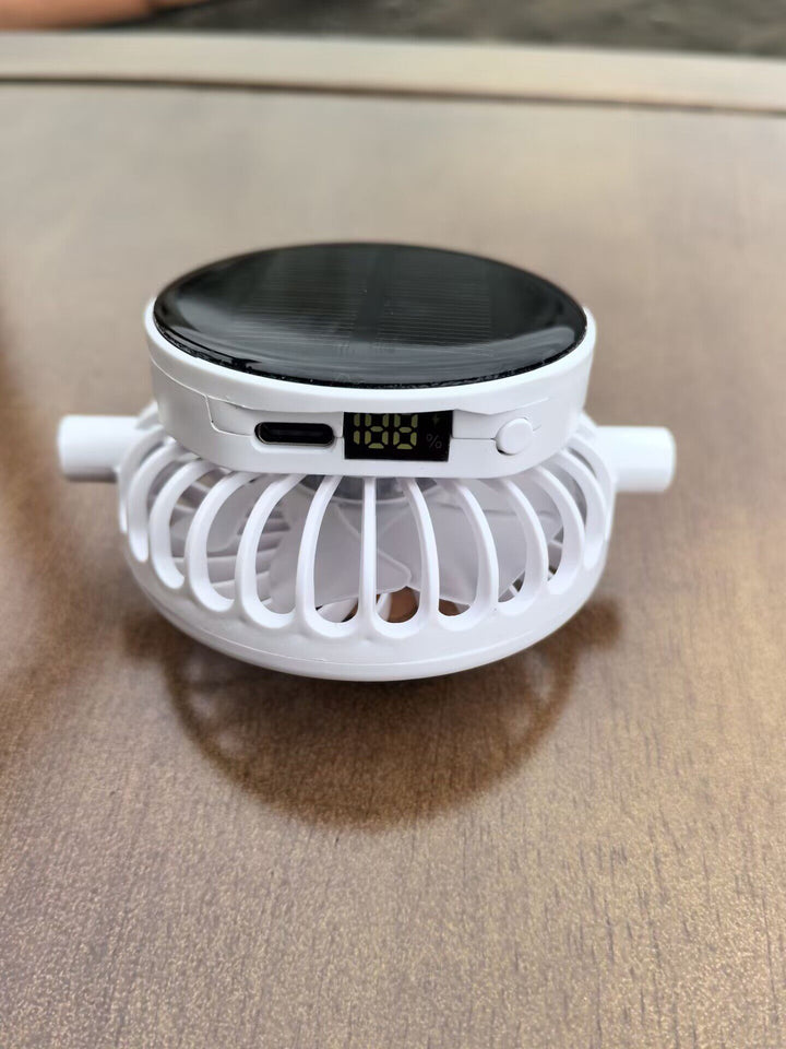 Portable solar-powered USB-C fan with digital battery indicator Bowlift