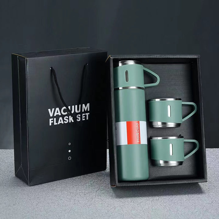 Women’s stainless steel vacuum flask with two accompanying cups Bowlift