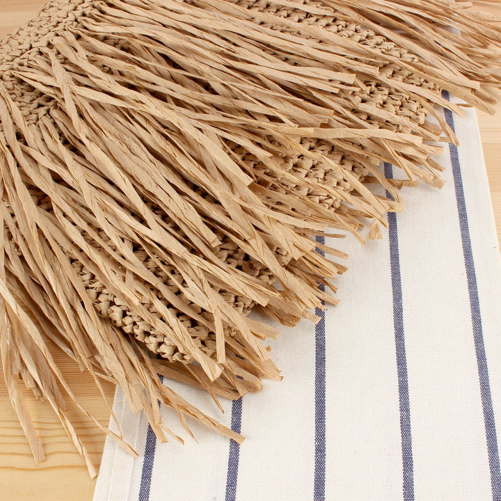 Trendy Straw Bag with Fringed Design Bowlift