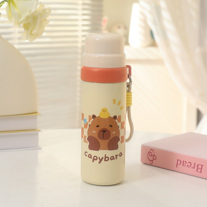 Women's insulated drinking bottle with playful animal design and practical carrying strap Bowlift