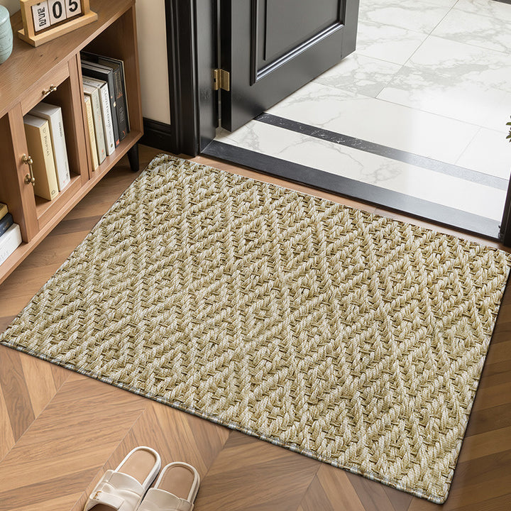 Textured Leaf Print Entrance Mat Bowlift