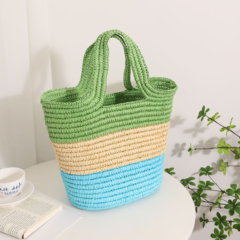 Handcrafted Durable Beach Bag with Cheerful Zigzag Pattern Bowlift