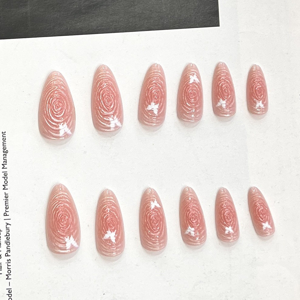 Artistic Floral-Accent Press-On Nail Set Bowlift