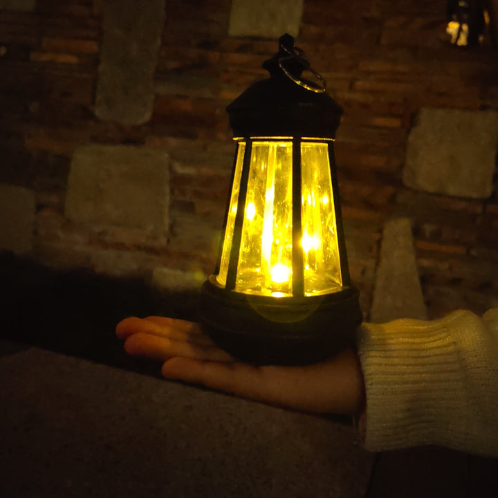 Vintage Metal Tabletop Lantern With Warm LED Fairy String Rechargeable USB Port And Portable Hanging Handle Bowlift