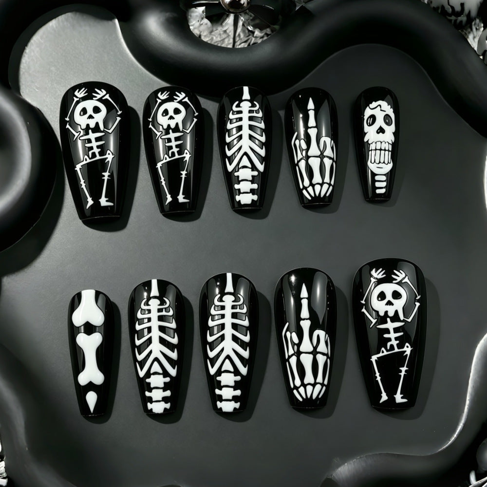 Art Nail Set with Skeleton Designs Bowlift
